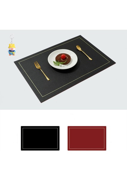 Dikdörtgen Altın Kenarlı Çift Taraflı Iki Renkli Deri Placemat Su Geçirmez Placemat Yağ Geçirmez Batı Placemat Çift Taraflı Deri Placemat 4 Adet (Yurt Dışından)