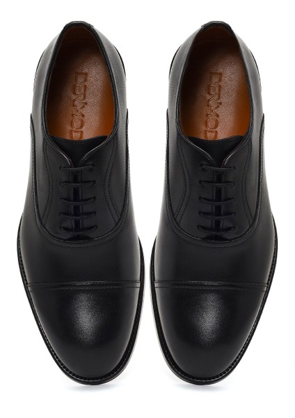 Erkek Siyah Bağcıklı Deri Klasik Ayakkabı 25WFD740418