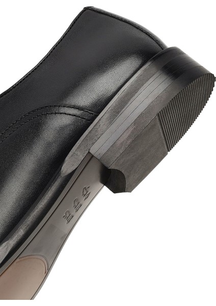 Erkek Siyah Bağcıklı Deri Klasik Ayakkabı 25WFD740418