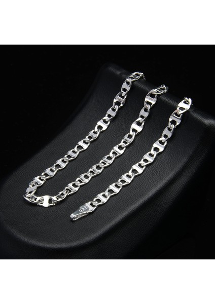 100 Mikron Ezme Barlı Gümüş Zincir