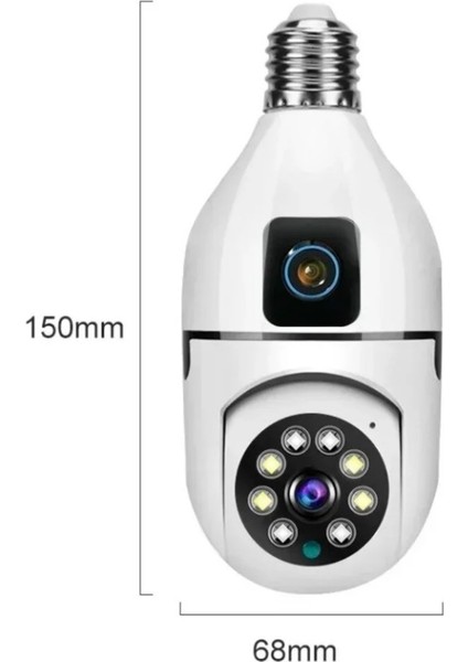 Akıllı Wireless Ampül Kamera 360DERECE Hareketli Çift Kameralı fiyatları