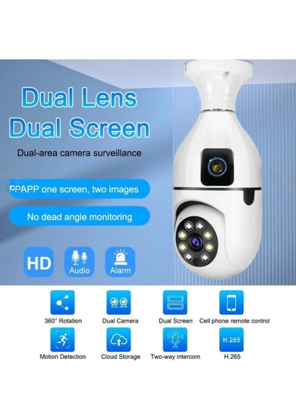 Akıllı Wireless Ampül Kamera 360DERECE Hareketli Çift Kameralı fırsatları