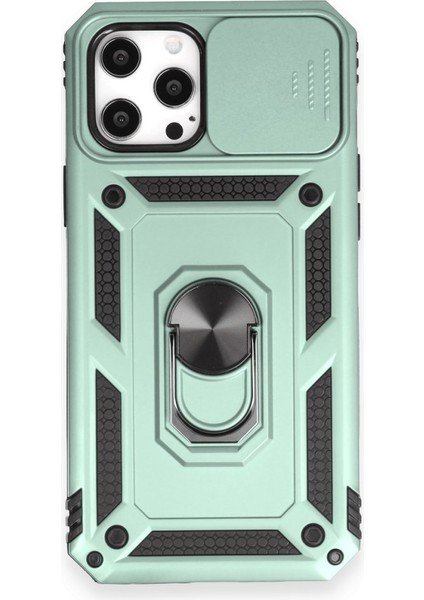 iPhone 12 Pro Max Kılıf Tam Koruma Sağlayan Kamera Sürgülü Sert Silikon Kapak Ryc/pars Yüzüklü