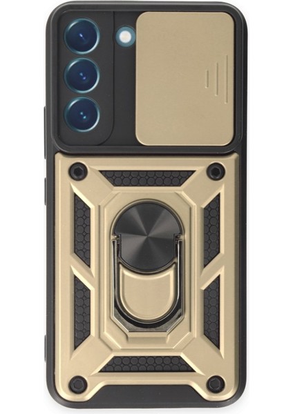 Samsung Galaxy S23 Kılıf Tam Koruma Sağlayan Kamera Sürgülü Sert Silikon Kapak Ryc/pars Yüzüklü