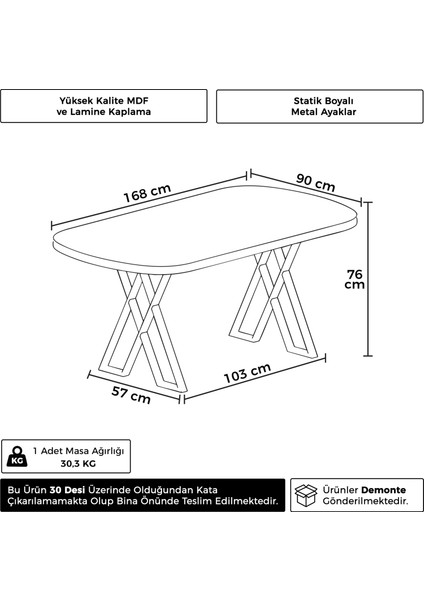 Kaye Serisi Mdf 90X168 Sabit Beyaz Mutfak Masası fiyatları