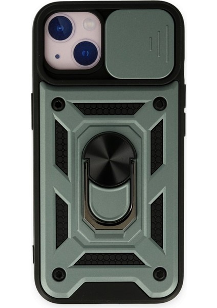 iPhone 14 Kılıf Tam Koruma Sağlayan Kamera Sürgülü Sert Silikon Kapak Ryc/pars Yüzüklü