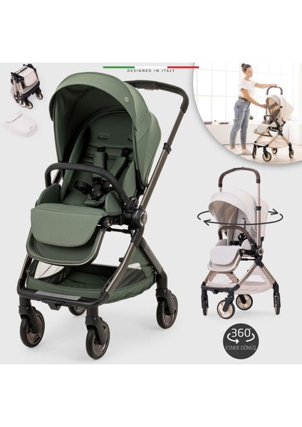 Rotabile Premium Çift Yönlü Bebek Arabası Yeşil