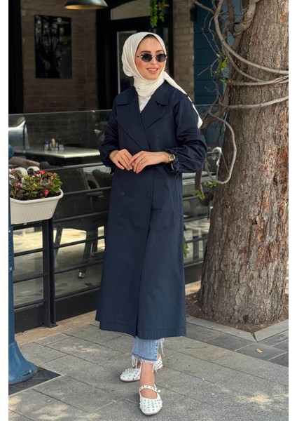 Trençkot KY-B25-74009 Koyu Lacivert