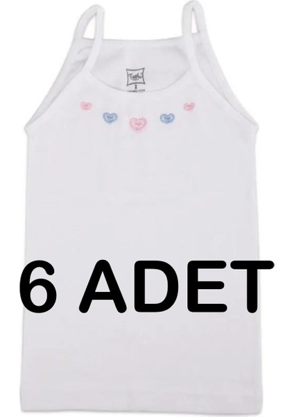 Kız Çocuk Ip Askılı Penye Atlet - 6'lı Paket - Beyaz