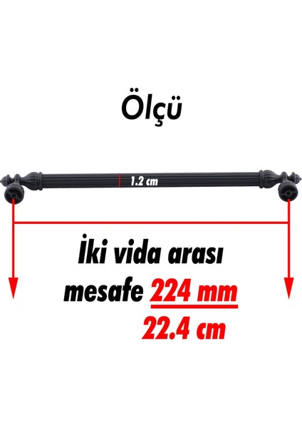 Mobilya Mutfak Dolabı Çekmece Dolap Kulpları Kapak Kulpu Kulbu Siyah (224 Mm-22.4 Cm) Metal Kulp modelleri