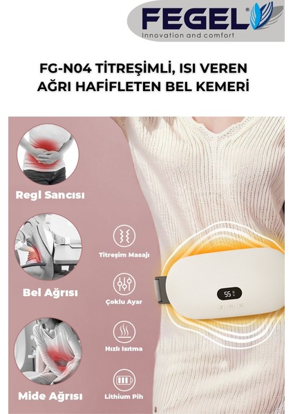 FG-N04 Titreşim, Isı Veren Şarjlı Özel Gün Kemeri – Regl, Karın ve Bel Ağrı Hafifleten Masaj Cihazı fırsatları