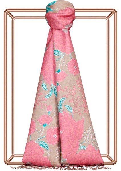 Ipekevi Desenli Ipek Şal - Rosa Desenli - Vizon