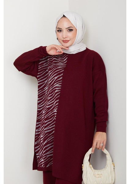 Simli Triko Tunik Pantolon Takım