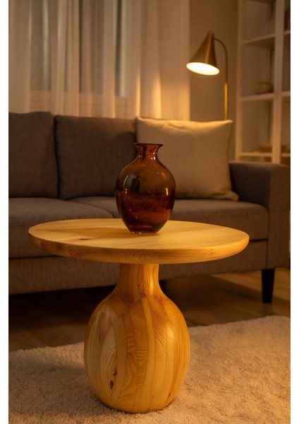 Larin Ahşap Orta Sehpa Naturel Renk Mantar Sehpa