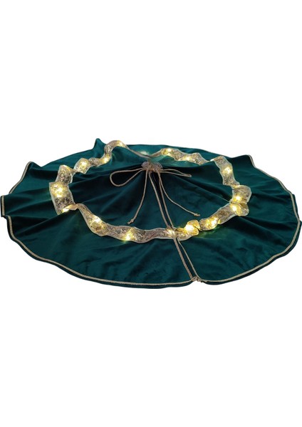 LED Işıklı Yılbaşı Çam Ağacı Altı Örtüsü, Yılbaşı Ağacı Altı Işıklı Örtü, Yeşil Renk, Kadife, 80 cm fiyatları