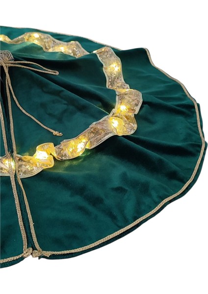 LED Işıklı Yılbaşı Çam Ağacı Altı Örtüsü, Yılbaşı Ağacı Altı Işıklı Örtü, Yeşil Renk, Kadife, 80 cm fırsatları