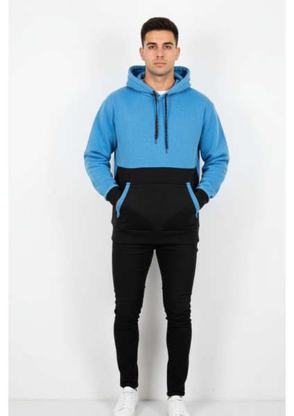 Erkek Pamuklu 2 Renk Üç Ip Şardonlu Basic Kapüşonlu Sweatshirt fiyatları