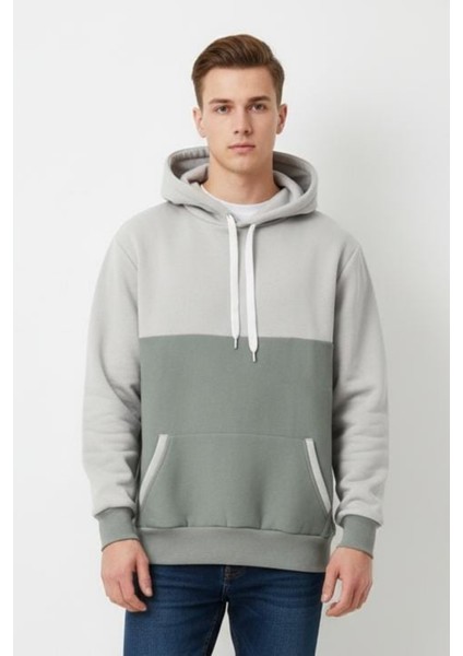 Erkek Pamuklu 2 Renk Üç Ip Şardonlu Basic Kapüşonlu Sweatshirt