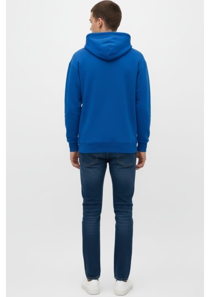 Erkek Pamuklu Düz Renk Üç Ip Şardonlu Basic Kapüşonlu Sweatshirt modelleri