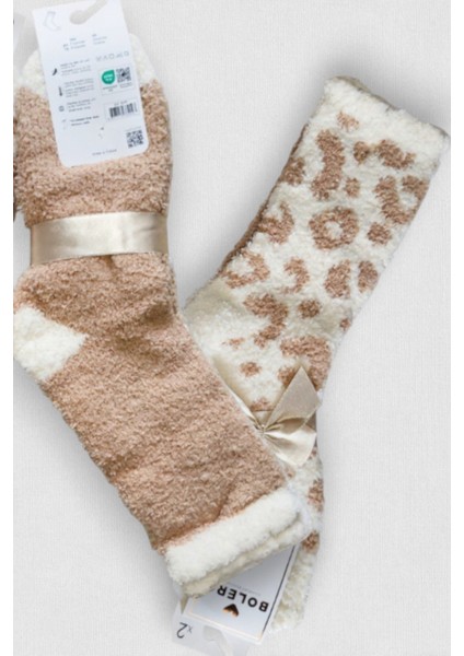 Kadın Peluş Pofuduk Çorap 2'li Set Peluş Ev Çorabı, Uyku Çorabı modelleri