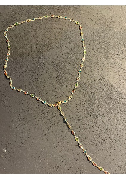 Vip Renkli Minimal Kare Taşlı Y Kolye fiyatları