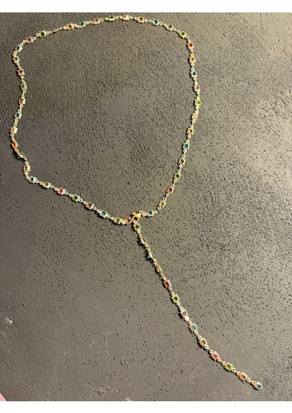 Vip Renkli Minimal Kare Taşlı Y Kolye fırsatları