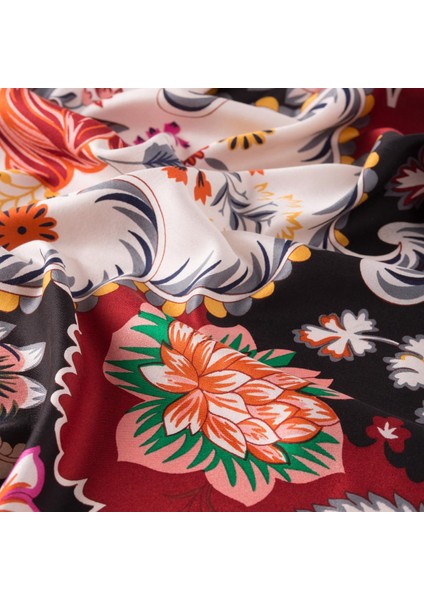 Ipekevi Desenli Ipek Şal - Taç Yaprak Desenli - Siyah modelleri