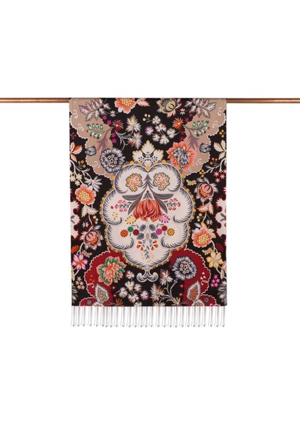 Ipekevi Desenli Ipek Şal - Taç Yaprak Desenli - Siyah fırsatları
