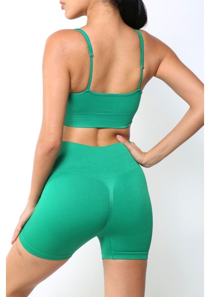 Sevinç Tekstil Yüksek Bel Dikişsiz Toparlayıcı Spor Şort – Yeşil fırsatları