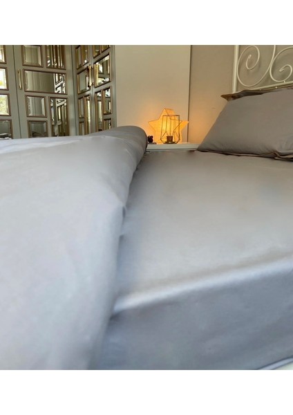 Çift Kişilik Gri Lastikli Çarşaf