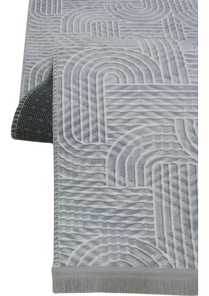 Smart Diamond Gri Saçaklı Kabartmalı Yıkanabilir Kaymaz Taban Kesme Yolluk Halı fırsatları