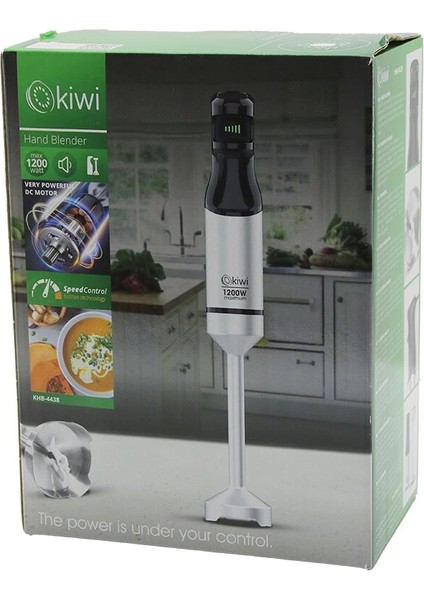 Kiwi KHB-4438 Çubuk El Blender 1200W Değişken Hız Kontrol Düğmesi Güçlü Dc Motor Çelik Bıçak Krom Kaplama Gövde (5148)