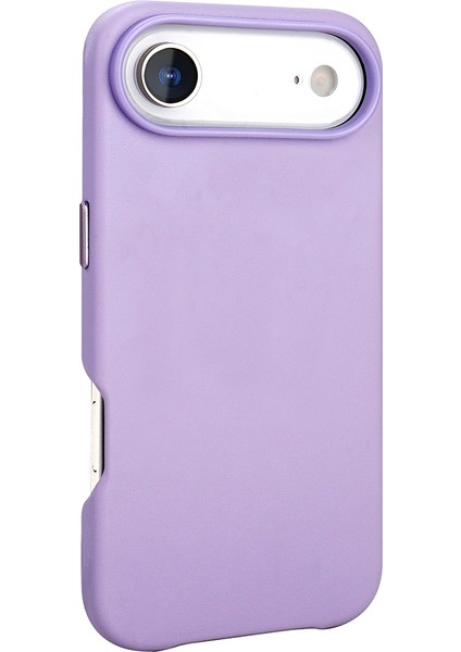 iPhone 17 Air Kılıf M-Safe Şarj Özellikli Pu Deri Görünümlü Omsy Kupra Kapak - Mor