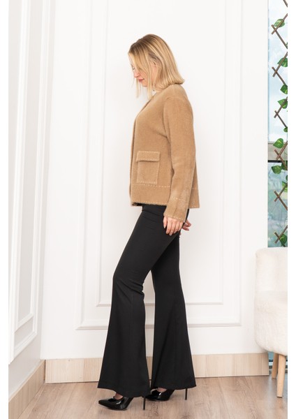 Sahte Dikiş Detaylı Yün Sakal Taş Düğmeli Hırka 25202 modelleri