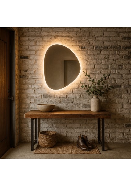 Zenna LED Ayna – Doğal Taş Formlu Asimetrik Duvar Aynası fiyatları