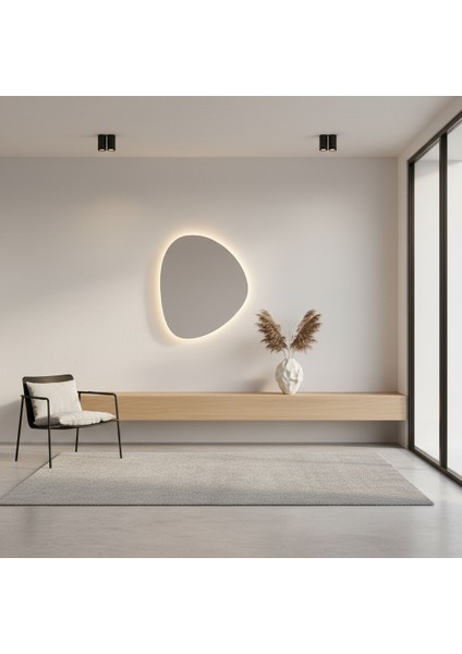 Zenna LED Ayna – Doğal Taş Formlu Asimetrik Duvar Aynası indirimleri