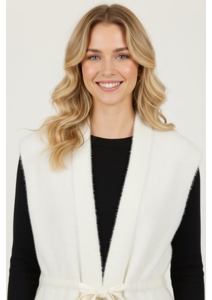 Kadın Kemer Detaylı Triko Yelek M6670K25 Ekru modelleri