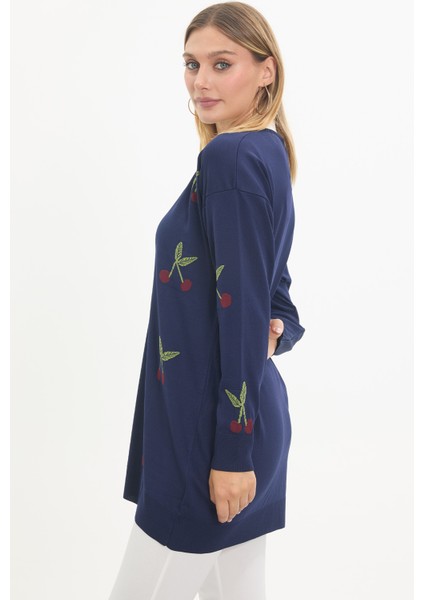 Kiraz Desenli Merserize Triko Hırka modelleri