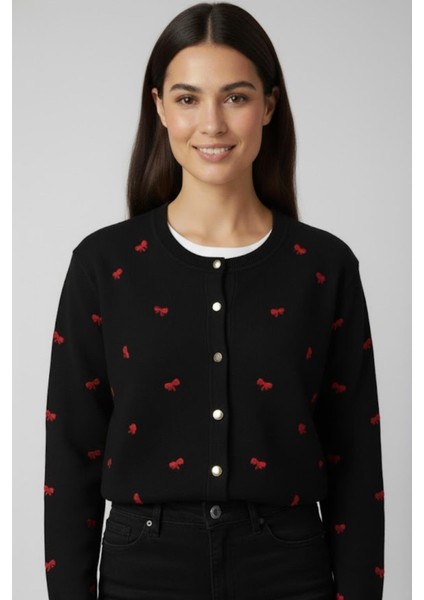 Desenli Triko Hırka M3221K26 Siyah fiyatları