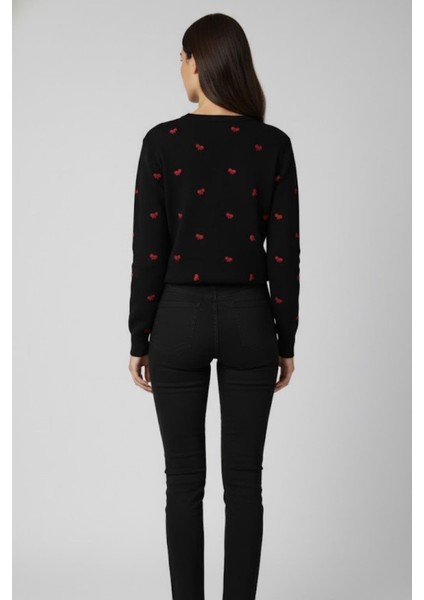 Desenli Triko Hırka M3221K26 Siyah fırsatları