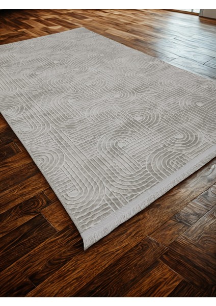 Smart Diamond Krem Saçaklı Kabartmalı Yıkanabilir Kaymaz Taban Kesme Yolluk Halı modelleri