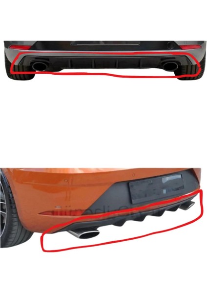 Seat Leon Mk3.5 2018-2020 Cupra Sağ-Sol Açık Difüzör (Plastik) (( Egzozlar Hariç ))