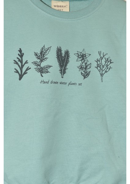 Kız Çocuk %100 Organik Pamuk Bitki Baskılı Yumuşacık Trend Eşofman Takımı - 1008 modelleri