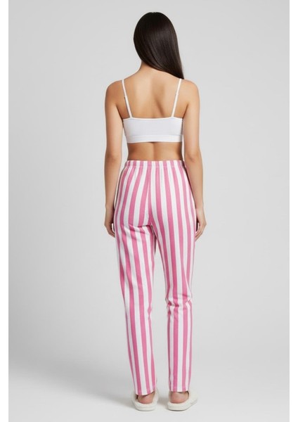 Kadın Çizgili Pijama Altı M4536K26 Pembe modelleri