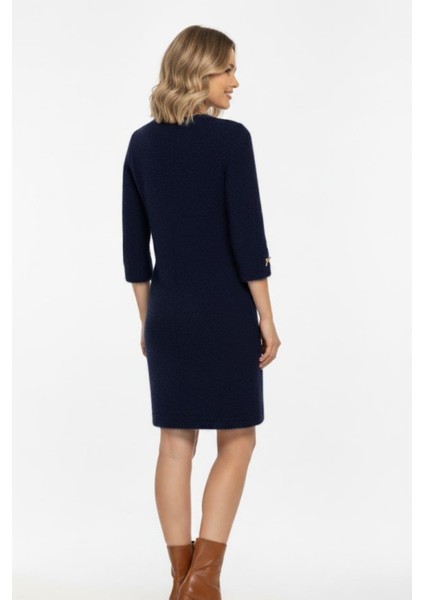 Kadın Fiyonk Detaylı Triko Elbise M7504 Lacivert fırsatları
