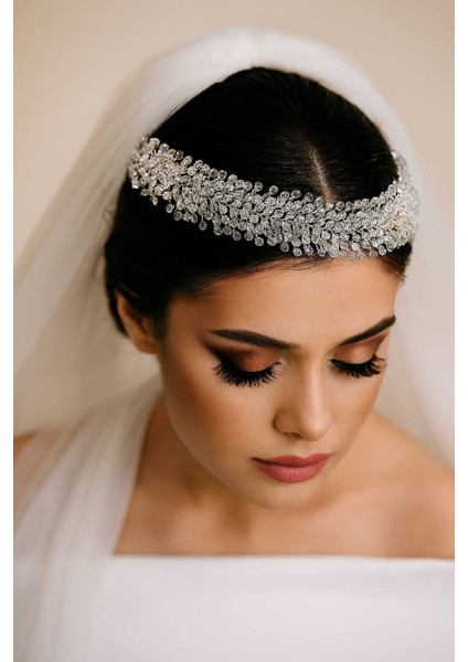 Gelin Tacı Düğün Nikah Nişan Kına Aksesuarı Kristal Taşlı Model Saç Aksesuarı