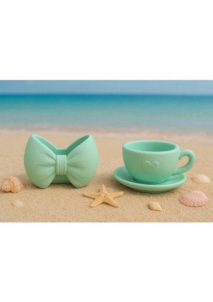 2'li El Yapımı Saksı Seti - Handmade Taş Tozu Fiyonk Fincan Tasarım Sukulent Mumluk Dekoratif Biblo fiyatları