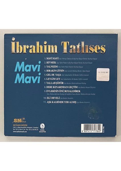 Ibrahim Tatlıses Mavi Mavi Özel Koleksiyon CD (Orjnal Dönem Baskı Cd) fiyatları