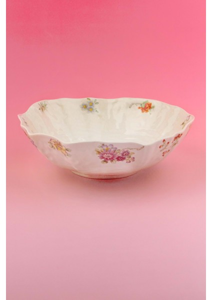 Dantel Çiçek Büyük Boy Porselen Salata Kasesi