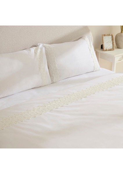 Nuvia Güpürlü Çift Kişilik Nevresim Takımı Beyaz fırsatları